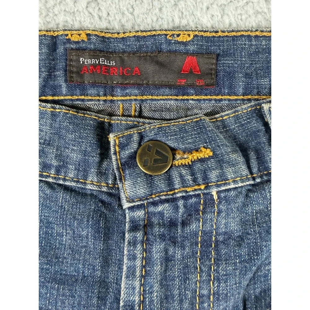 NEW Perry Ellis America 429 Medium Stone Wash Straight Leg jeans Mens 32 x 32